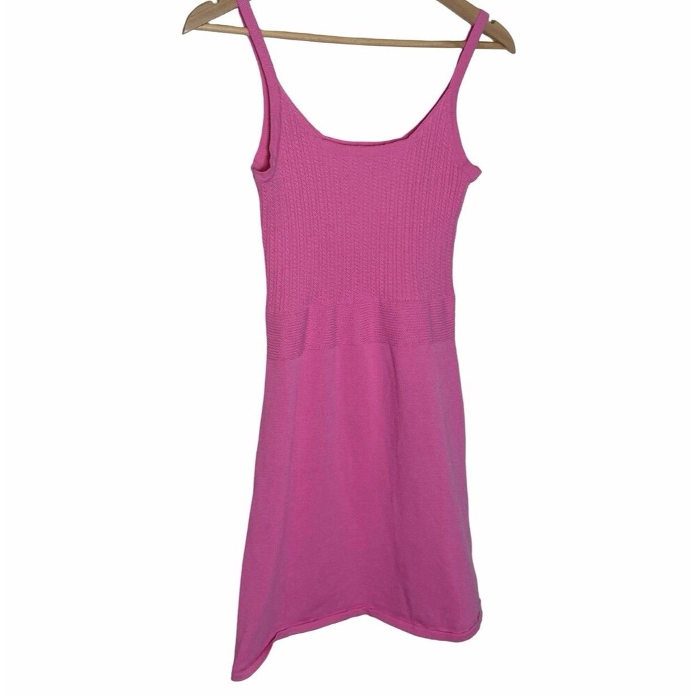 Coquette Bodycon Sleeveless Sweater Dress Mini Women's Size Large Pink Francesca
